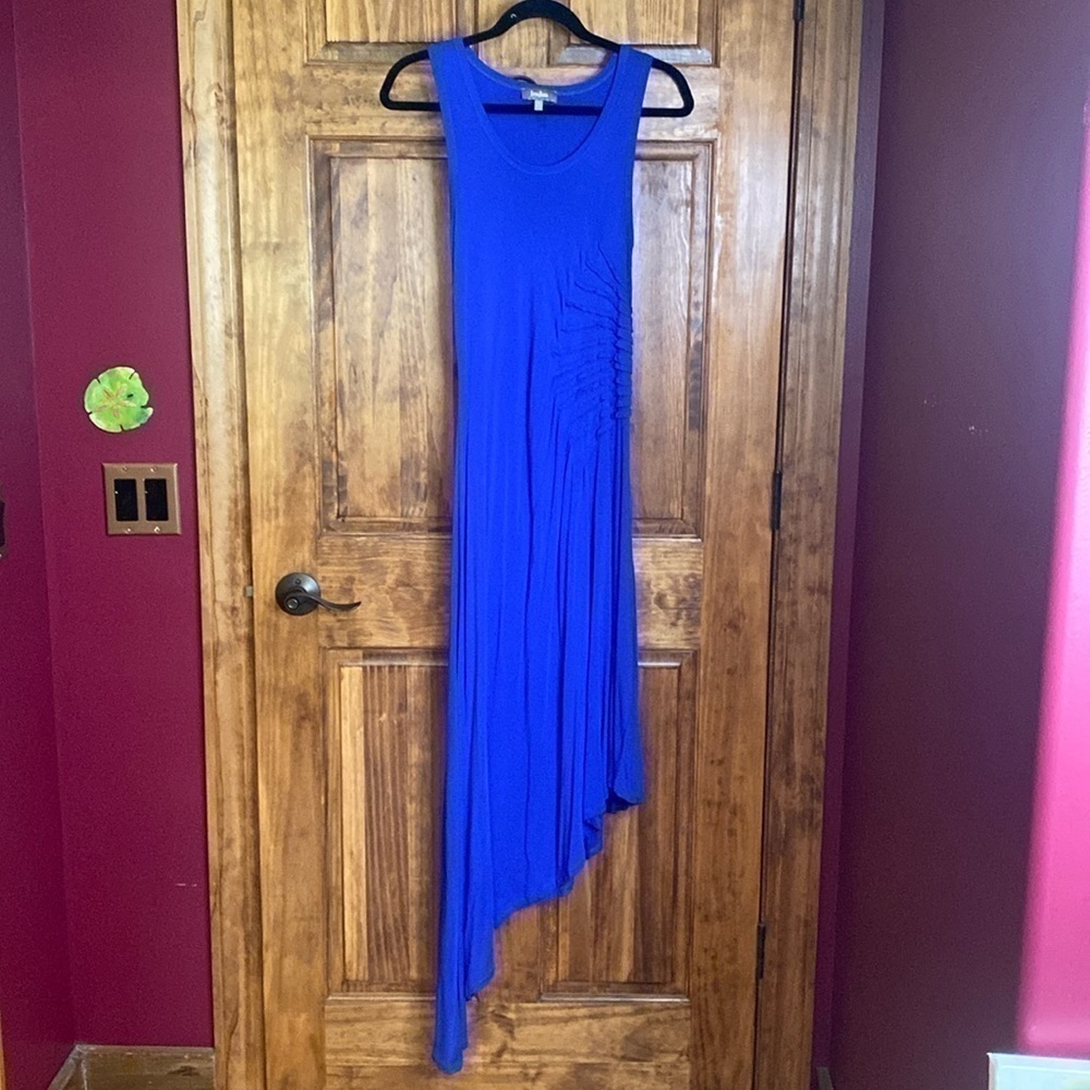 Neiman Marcus royal blue tank long asymmetrical maxi Sleeveless Dress size small - Picture 4 of 11